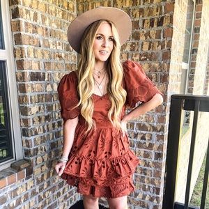 Vici Rust Eyelet Mini Dress! Worn once!